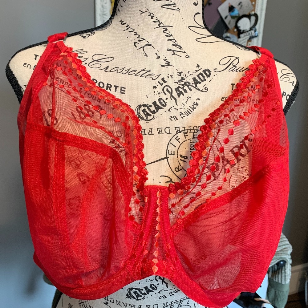 Elomi Red Lace Convertible Bra (USA 40K)